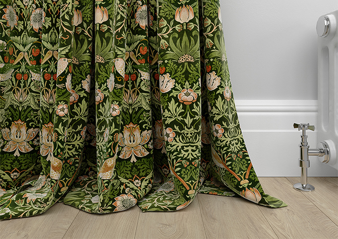 William Morris At Home Strawberry Thief Velvet, Nettle - Made to Measure Curtains - Image 6